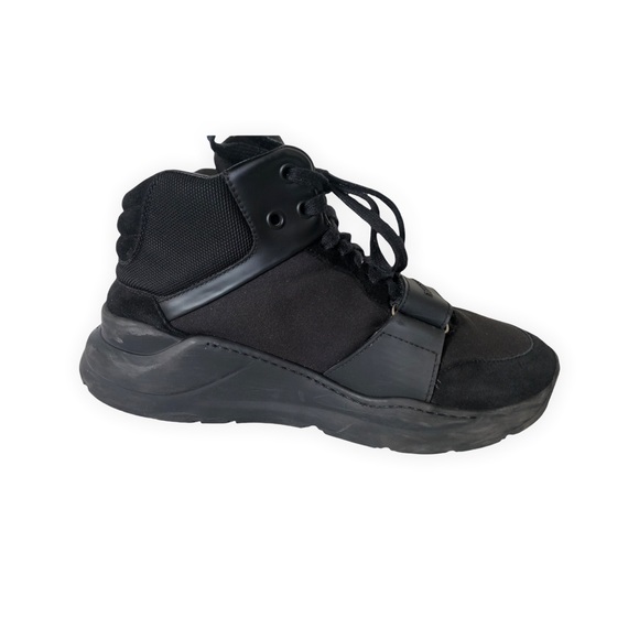 Authentic Burberry Black Fabric And Suede Regis High Top Sneakers Size 41(8.5) - Picture 5 of 11